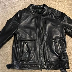 Mens black leather jacket
